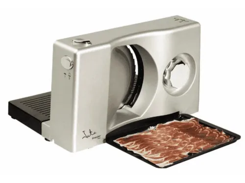 Cortafiambres Jata CF301 Potencia 100W Zona de corte y carro inox Bandeja recogelonchas