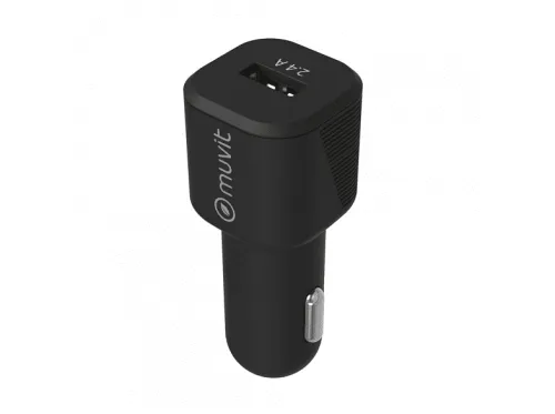 Cargador USB para coche Muvit MCDCC0006 Universal 2.4A Negro