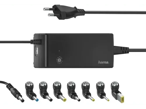 Cargador para portátil Hama Universal Notebook Power Supply Unit Para portátiles 90 W 8 conectores Negro