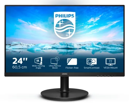 Monitor Philips 241V8L/00 23.8" FHD VA 4 ms 75 Hz Antirreflectante Smart Contrast sRGB Negro