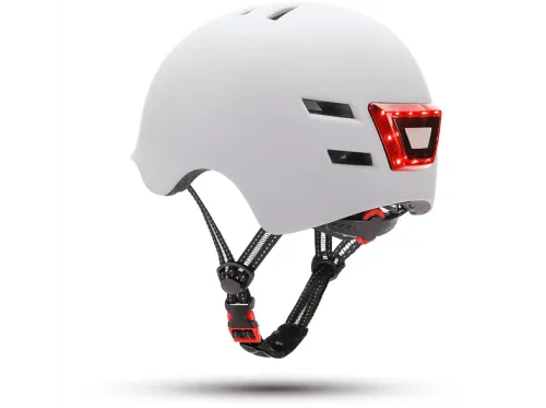 Casco Youin LED Para patinete eléctrico o bicicleta Talla L Luz trasera Blanco