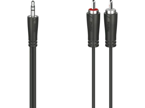 Adaptador Hama 00200720 De conector Jack 3.5 mm a doble cable RCA 1.5 m Negro