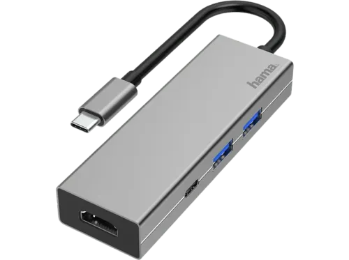 Hub USB Hama 00200107 2x USB-A 1x USB-C 1x HDMI 5000 Mbit/s 4K Gris