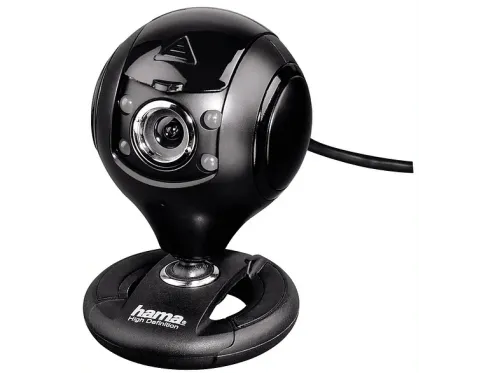 Webcam Hama 00053950 HD 1280x720p Para PC y Mac Micrófono USB 360º Negro