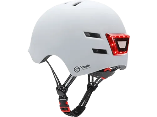 Casco Youin LED Para patinete eléctrico o bicicleta Talla M LED Frontal y trasero Blanco