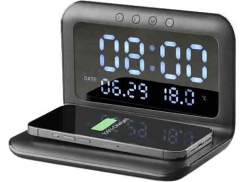 Cargador inalambrico Cellular Line WIRELESSCLOCKK Despertador 15 W Negro