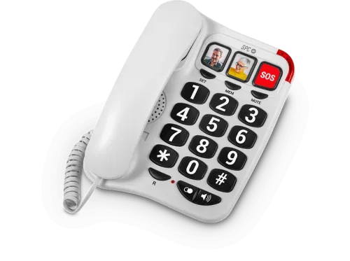 Teléfono SPC Comfort Numbers 2 Fijo Análogo Para Mayores Teclas grandes Para audífonos Blanco