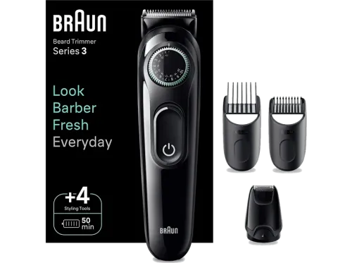 Barbero Braun Series 3 BT3421 Recortadora De Barba Dial de precisión 40 ajustes de longitud 3 accesorios
