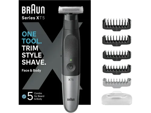 Barbero Braun Series X XT5100  Recortadora de Barba Afeitadora para cuerpo Peines bidireccionales
