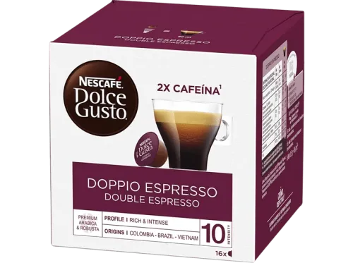 Cápsulas monodosis Nescafé Dolce Gusto Doppio Expresso Arábica & Robusta Pack de 16 Cápsulas