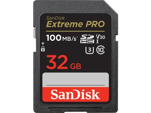Tarjeta SDHC SanDisk Extreme PRO 32 GB Hasta 100 MB/s lectura U3 V30 Clase 10 Vídeo 4K UHD Negro