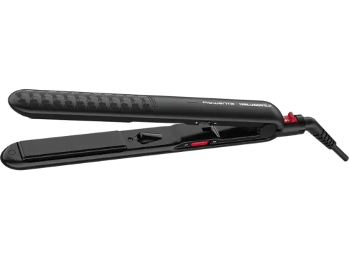 Plancha de pelo Rowenta x Karl Lagerfeld Optiliss SF321LF0 Revestimiento Keratin & Glow 10 temperaturas Hasta 230 °C Negro y rojo
