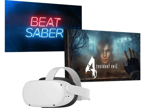 Gafas de realidad virtual Meta Oculus Quest 2 128 GB 6 GB RAM 3D Snapdragon™ XR2 + 1 Juego Beat Saber + 1 juego Resident Evil 4 Blanco