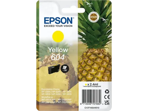 Cartucho de tinta Epson 604 INK Tamaño estándar Hasta 350 páginas Amarillo