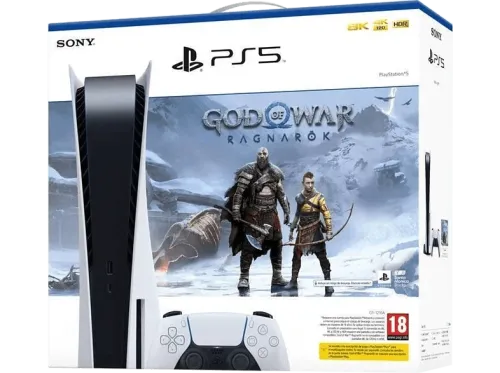 Consola Sony PS5 Stand 825 GB 4K UHD Blu ray Blanco + Juego God Of War: Ragnarok (código descarga)