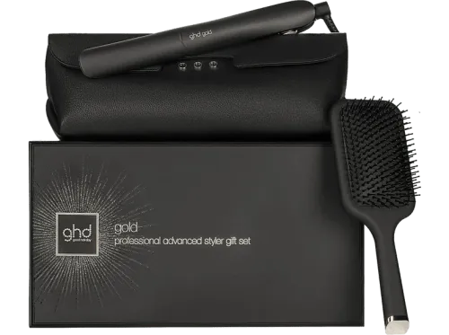 Plancha de pelo GHD Gold Pack con cepillo Cerámica 185 °C Tecnología Dual Zone Negro