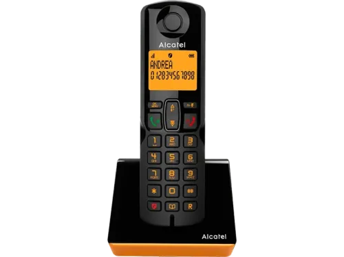 Teléfono Alcatel S280 Inalámbrico Bloqueo de llamadas Agenda para 50 contactos Manos libres Negro y Naranja