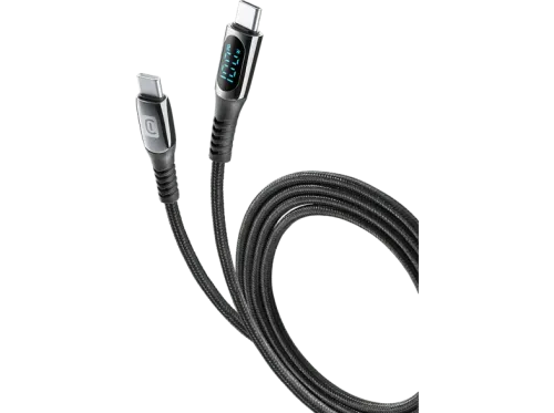 Cable USB CellularLine USBDATADISC2CTAB2K Con pantalla USB-C a USB-C 2 m 100 W Negro