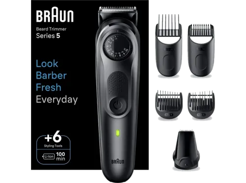 Barbero Braun Series 5 BT5450 Recortadora De Barba 40 Ajustes de longitud 5 accesorios 100 min autonomía
