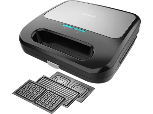 Sandwichera Cecotec Rock'nToast 3in1 Square 800 W 3 Placas intercambiables Antiadherente Apto lavavajillas Negro