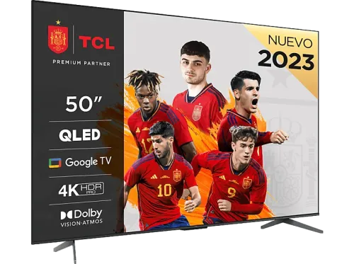 TV QLED 50" TCL 50C645 UHD 4K Quad Core Smart TV Dolby Atmos Brushed titanium metal front