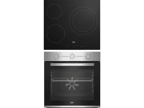 Pack Horno + Encimera Beko BBSE12120XD Vitrocerámica 3 zonas Negro + Horno Multifunción 72 l Inox
