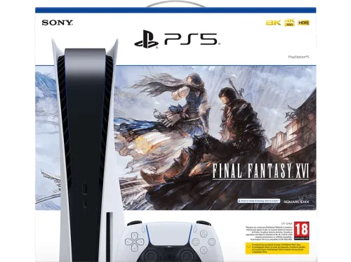 Consola Sony PS5 Stand 825 GB 4K UHD Blu ray Blanco + Juego Final Fantasy XVI (código descarga) + Contenido digital descargable*
