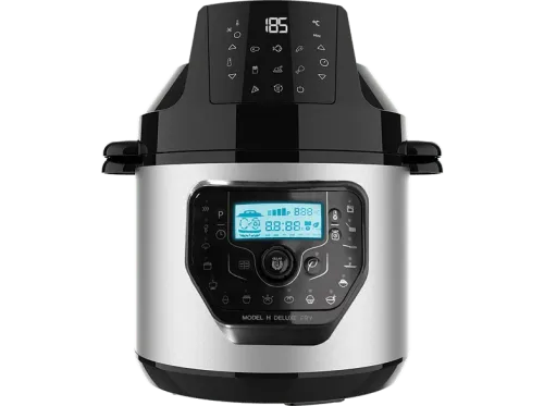 Robot de cocina Cecotec Olla GM Modelo H Deluxe FRY Multifunción 1530 W 6 L Programable Freidora de Aire Báscula integrada Negro y Plateado