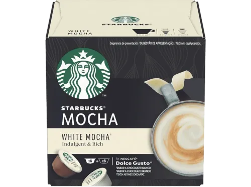 Cápsulas monodosis Dolce Gusto Starbucks White Moccha 100% arábica Chocolate blanco 6+6 cápsulas