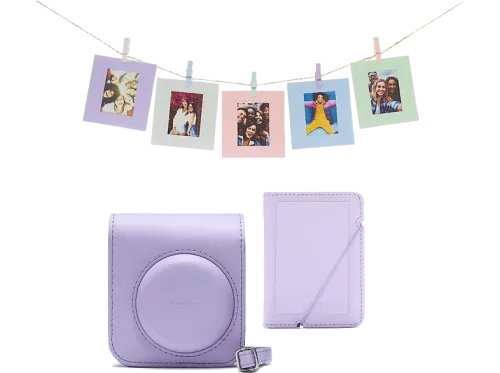 Accesorio cámara instantánea Fujifilm Kit Instax Mini 12 Funda 10 sobres Cuerda Lila