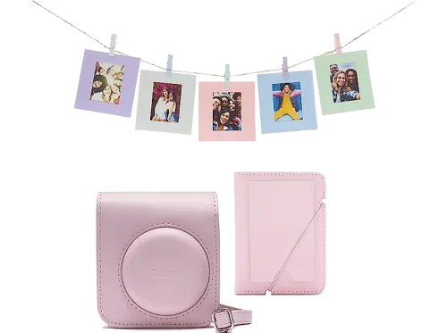 Accesorio cámara instantánea Fujifilm Kit Instax Mini 12 Funda 10 sobres Cuerda Rosa