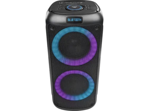 Altavoz de gran potencia Vieta Pro Party 2 100W Hasta 9hs Efecto de luces FM Karoake Negro