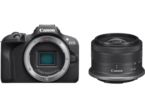 Cámara EVIL Canon EOS R100/RF-S 18-45MMIS STM CMOS AF de Doble píxel 24.1 megapixel 7.62 cm Video 4K Wi-Fi Negro