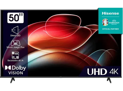 TV DLED 50" Hisense 50A6K UHD 4K Quad Core/MT9602 Smart TV Dolby Vision Control por Voz Negro
