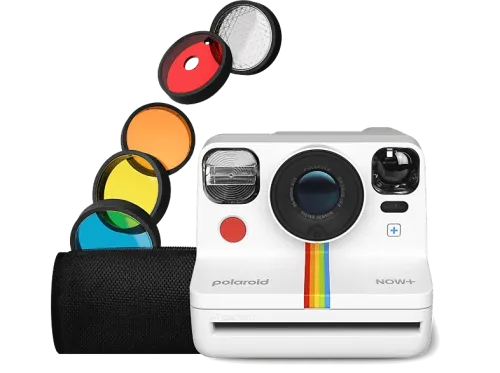 Cámara instantánea Polaroid Now+ 2ª Generation Enfoque automático Montura trípode Kit lentes colores Blanco