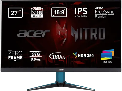 Monitor gaming Acer Nitro VG271UM3 27" WQHD IPS 0.5 ms 180 Hz 2 x HDMI(2.0) + 1 x DP(1.2) + 2 x Altavoces FreeSync Premium Negro