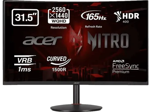 Monitor gaming Acer Nitro XZ322QUS 31.5" LED WQHD Curvo 8 ms 165 Hz 2 x HDMI(2.0) + 2 x DP(1.2) + 2 x Altavoces 3W FreeSync Premium Negro