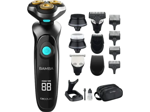 Afeitadora corporal Cecotec Bamba PrecisionCare TwistGroom 10in1 Multiusos 4 niveles 10 accesorios 80 min Waterproof Negro