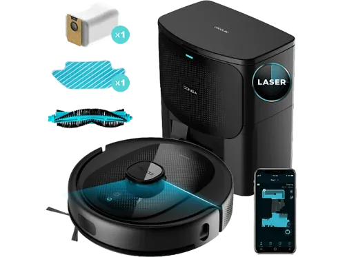 Robot friegasuelos Cecotec Conga 7490 Immortal Home Genesis 4en1 Incluye base autovaciado 2600 Pa 120 min 3 L capacidad 120 min Negro