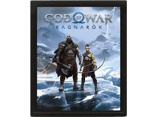 Póster 3D Sherwood Media God of war Ragnarok 28.5 cm Enmarcado Multicolor