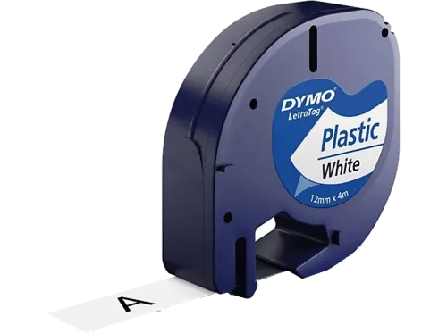 Cinta plástico Dymo Letratag S0721510 12 mm x 4 m Blanco y negro
