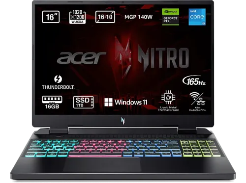 Portátil gaming Acer Nitro 16 AN16-51-59PV 16" WUXGA Intel® Core™ i5-13500H 16GB RAM 1TB SSD GeForce RTX™ 4050 Windows 11 Home