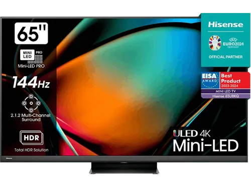 TV Mini LED 65'' Hisense 65U8KQ Smart TV UHD 4K Mini-Led PRO 2.1.2 Sonido multicanal Modo juego 144Hz Dolby Vision IQ & Atmos Hi-View Engine