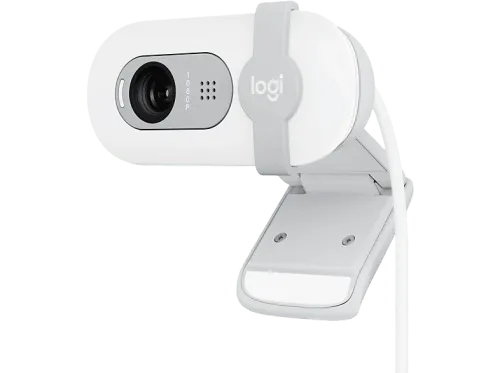Webcam Logitech Brio 100 Iluminación automática Full HD 1080p USB Micrófono omnidireccional integrado Tapa de privacidad PC-Mac Blanco