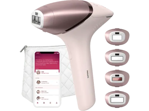 Depiladora IPL Philips Lumea Serie 9000 BRI958/00 Luz pulsada Uso sin cable 4 acc Cara y cuerpo 450.000 pulsos Sensor SmartSkin