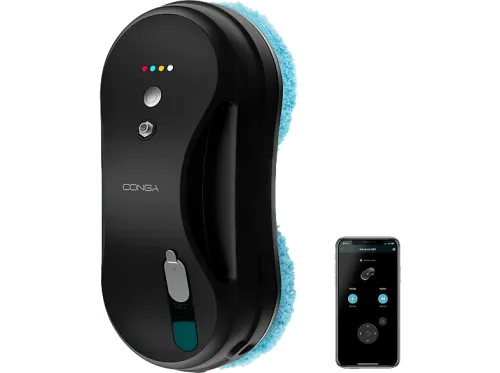 Robot limpiacristales Cecotec Windroid 880 SprayWater Connected T 90 W 3 en 1 Control App 4 Programas Spray líquido 12 paños Negro