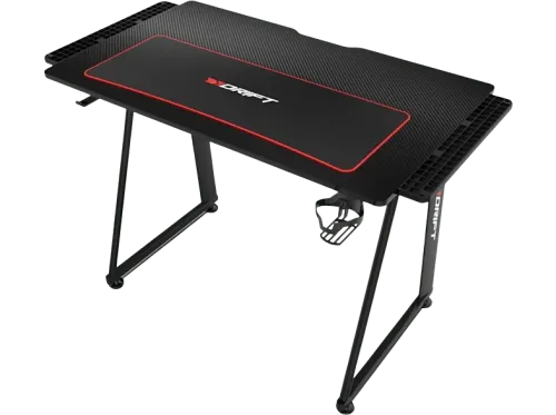 Mesa gaming Drift DRDZ75 Acabado en fibra de carbono Alfombrilla lavable 113 x 60 x 75 cm Negro