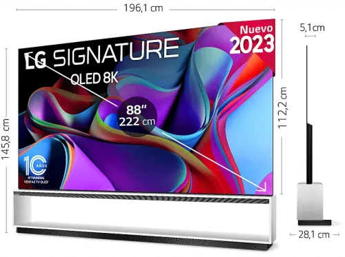 TV OLED 88" LG OLED88Z39LA OLED 8K Inteligente α9 8K Gen6 Smart TV DVB-T2 (H.265) Negro