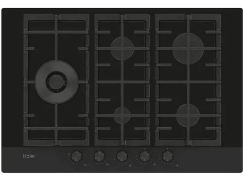 Encimera Haier Series 4 HAVG7WL4HB Gas 5 quemadores 75cm Rejillas hierro fundido Bisel Negro