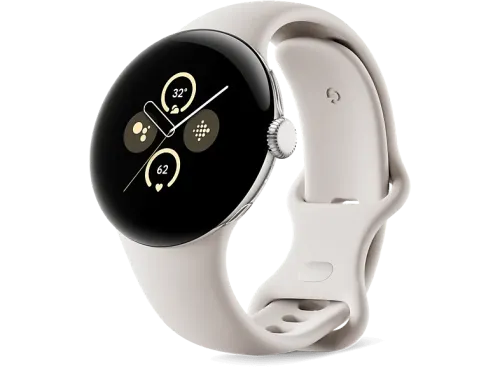 Smartwatch Google Pixel Watch 2 41 mm AMOLED GPS Android Caja aluminio plata pulida Correa deportiva blanco porcelana